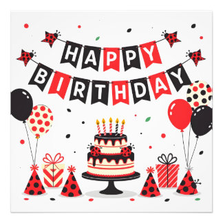 Cute Happy Birthday ladybug theme Fotodruck