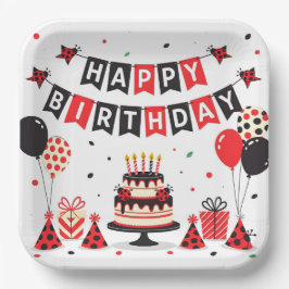 Cute Happy Birthday ladybug theme Pappteller