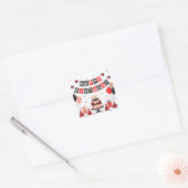Cute Happy Birthday ladybug theme Quadratischer Aufkleber (Umschlag)