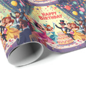 Cute Happy Birthday masquerade theme Geschenkpapier (Rolleneckpunkt)