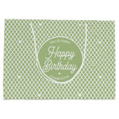 Cute Happy Birthday Name Any Age Green Modern Große Geschenktüte (Rückseite)