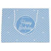 Cute Happy Birthday Name Any Age Pretty Blue Große Geschenktüte (Vorderseite)