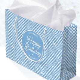 Cute Happy Birthday Name Any Age Pretty Blue Große Geschenktüte