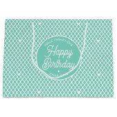 Cute Happy Birthday Name Any Age Pretty Mint Große Geschenktüte (Vorderseite)