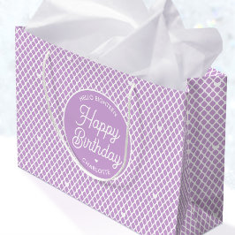 Cute Happy Birthday Name Any Age Pretty Purple Große Geschenktüte