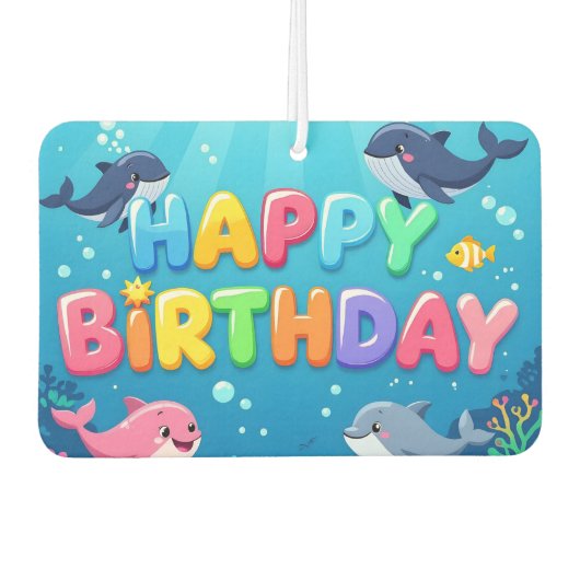 Cute Happy Birthday nautical dolphin Autolufterfrischer (Vorderseite)