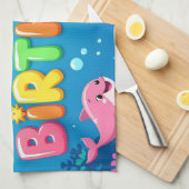 Cute Happy Birthday nautical dolphin Geschirrtuch (Viertel Falte)