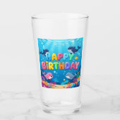 Cute Happy Birthday nautical dolphin Glas (Vorderseite)