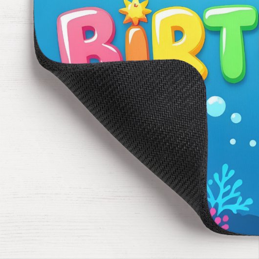 Cute Happy Birthday nautical dolphin Mousepad (Ecke)