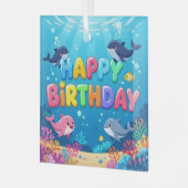 Cute Happy Birthday nautical dolphin Ornament Aus Glas (Vorderseite links)