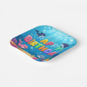 Cute Happy Birthday nautical dolphin Pappteller (Gewinkelt)