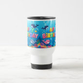 Cute Happy Birthday nautical dolphin Reisebecher (Mittel)