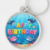 Cute Happy Birthday nautical dolphin Schlüsselanhänger (Vorne)