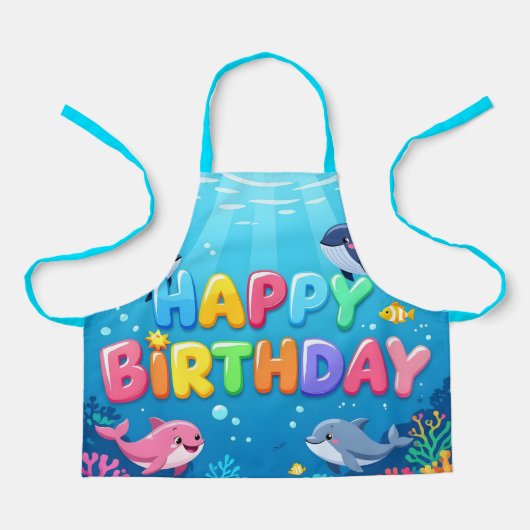 Cute Happy Birthday nautical dolphin Schürze (Vorderseite)