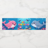 Cute Happy Birthday nautical dolphin Wasserflaschenetikett (Einzelnes Label)