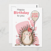 Cute Happy Birthday Postcard Postkarte (Vorne/Hinten)