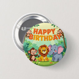 Cute Happy Birthday safari theme Button