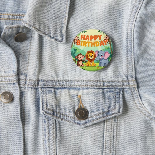 Cute Happy Birthday safari theme Button (Beispiel)
