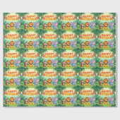 Cute Happy Birthday safari theme Geschenkpapier (Flach)