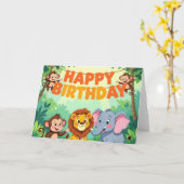 Cute Happy Birthday safari theme Karte (Gelbe Blume)
