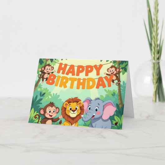 Cute Happy Birthday safari theme Karte (Vorderseite)