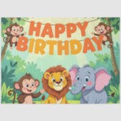 Cute Happy Birthday safari theme Seidenpapier (Vorderseite)