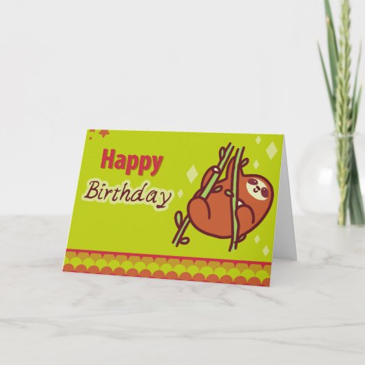 Cute Happy Birthday Sloth Karte (Vorderseite)