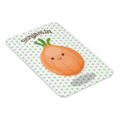 Cute happy brown onion green cartoon illustration magnet (Rechte Seite)