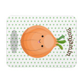 Cute happy brown onion green cartoon illustration magnet (Horizontal)