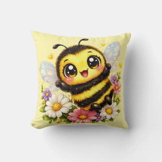 Cute Happy Bumblebee Kawaii Cushion Pillow Kissen