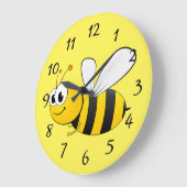 Cute Happy Cartoon Bee Große Wanduhr (Winkel)