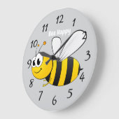 Cute Happy Cartoon Bee Große Wanduhr (Winkel)