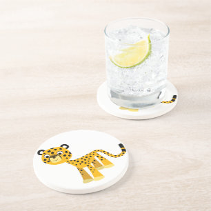 Cute Happy Cartoon Cheetah Coaster Sandstein Untersetzer