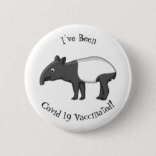 Cute happy cartoon tapir illustration button