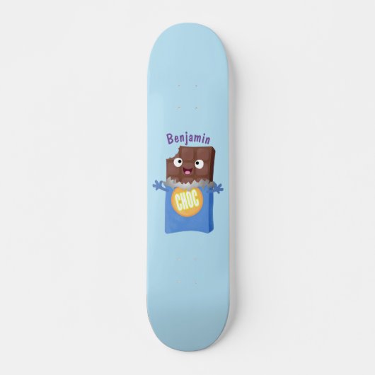 Cute happy chocolate candy bar cartoon character skateboard (Vorne)