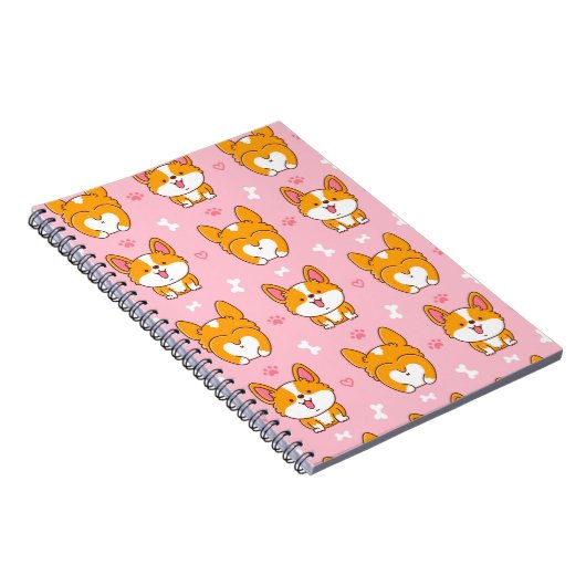 Cute happy corgi dog seamless pattern notizblock (Rechte Seite)