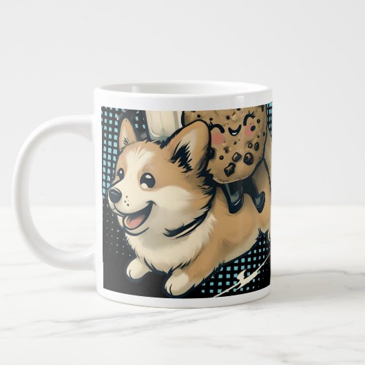 Cute happy corgi puppy milk and cookies Jumbo-Tasse (Links)