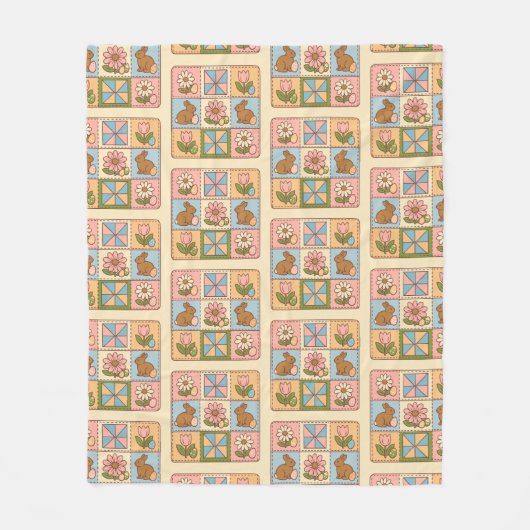 Cute Happy Easter Bunny Quilt Pattern  Fleecedecke (Vorderseite)