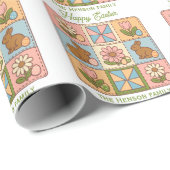 Cute Happy Easter Bunny Quilt Pattern  Geschenkpapier (Rolleneckpunkt)