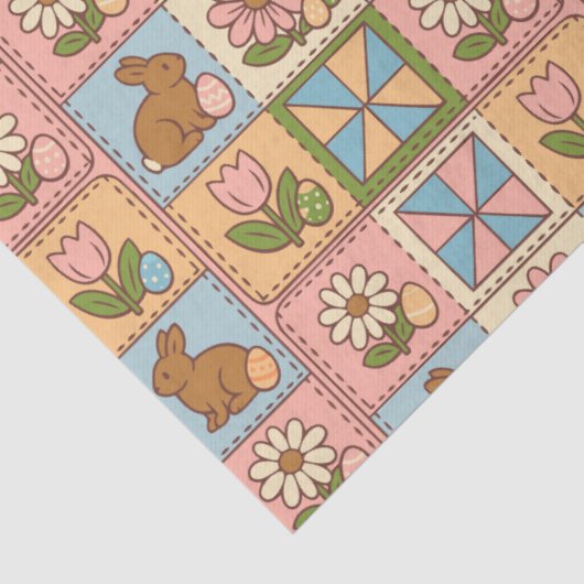 Cute Happy Easter Bunny Quilt Pattern Seidenpapier (Detail)