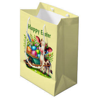 Cute Happy Easter cow customizable  Mittlere Geschenktüte