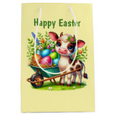 Cute Happy Easter cow customizable  Mittlere Geschenktüte (Vorderseite)