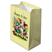 Cute Happy Easter cow customizable  Mittlere Geschenktüte (Rückseite Schrägansicht)