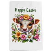 Cute Happy Easter cow customizable Mittlere Geschenktüte (Vorderseite)