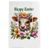 Cute Happy Easter cow customizable Mittlere Geschenktüte (Rückseite)