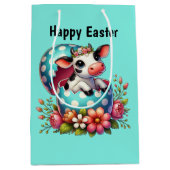 Cute Happy Easter cow customizable  Mittlere Geschenktüte (Vorderseite)