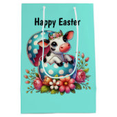 Cute Happy Easter cow customizable  Mittlere Geschenktüte (Rückseite)