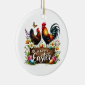 Cute Happy Easter customizable Rooster Keramik Ornament (Rechts)