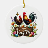 Cute Happy Easter customizable Rooster Keramik Ornament (Vorne)