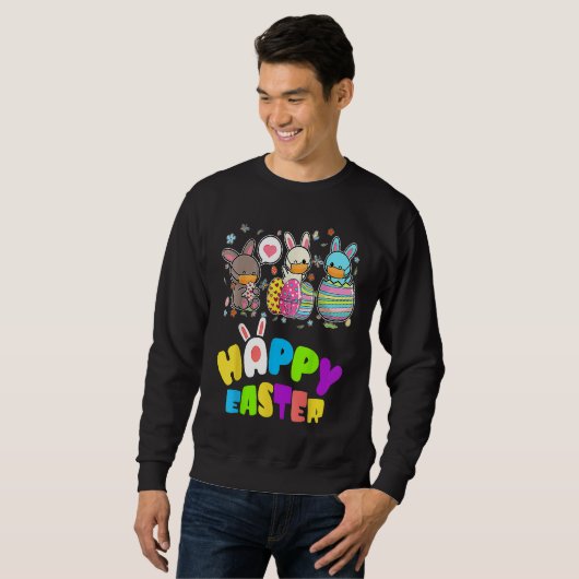 Cute Happy Easter Eggs Quarantine Bunnies Sweatshirt (Vorne ganz)